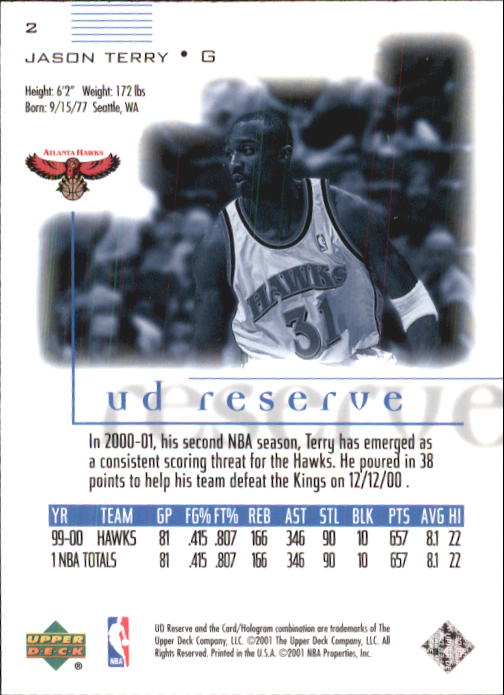2000/2001 UD Reserve (Upper Deck) Basketball - Picture 161 of 163