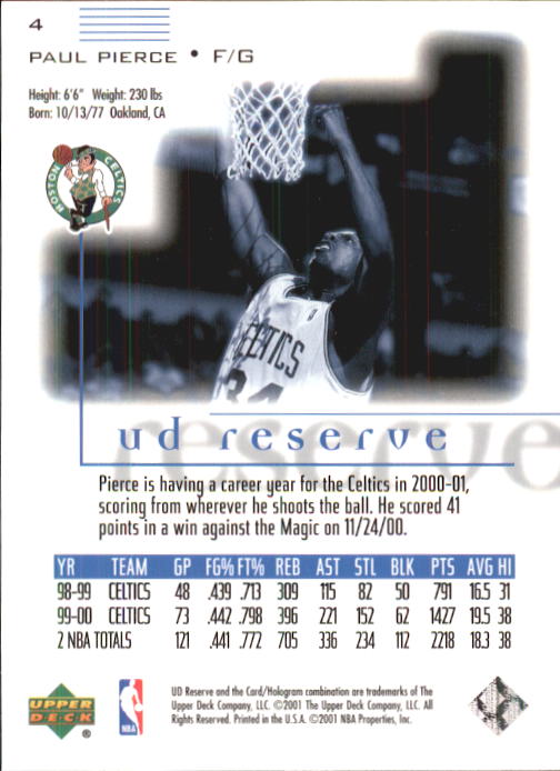 2000/2001 UD Reserve (Upper Deck) Basketball - Picture 157 of 163