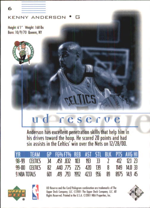 2000/2001 UD Reserve (Upper Deck) Basketball - Picture 155 of 163