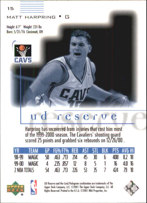 2000/2001 UD Reserve (Upper Deck) Basketball - Picture 139 of 163