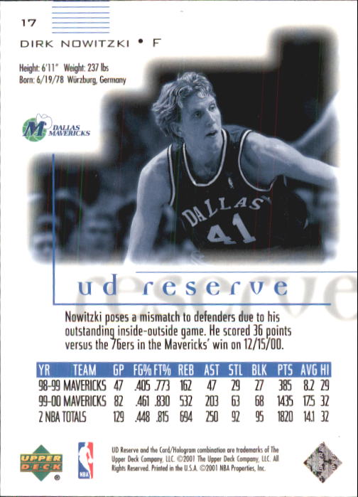 2000/2001 UD Reserve (Upper Deck) Basketball - Picture 135 of 163