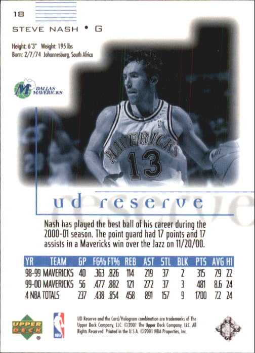 2000/2001 UD Reserve (Upper Deck) Basketball - Picture 133 of 163