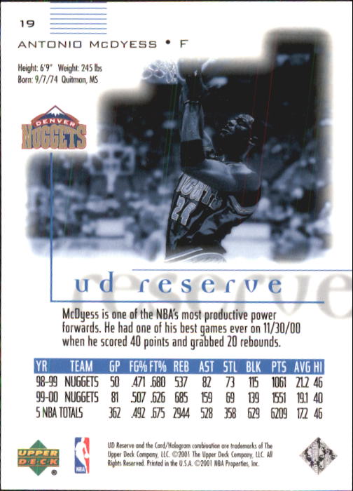 2000/2001 UD Reserve (Upper Deck) Basketball - Picture 131 of 163