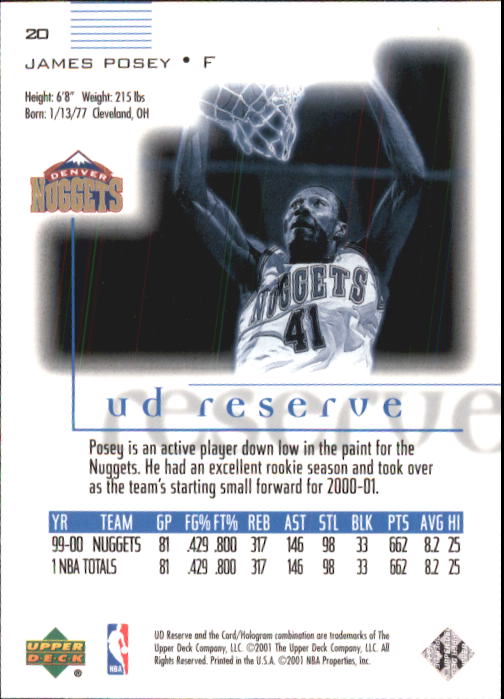 2000/2001 UD Reserve (Upper Deck) Basketball - Picture 129 of 163