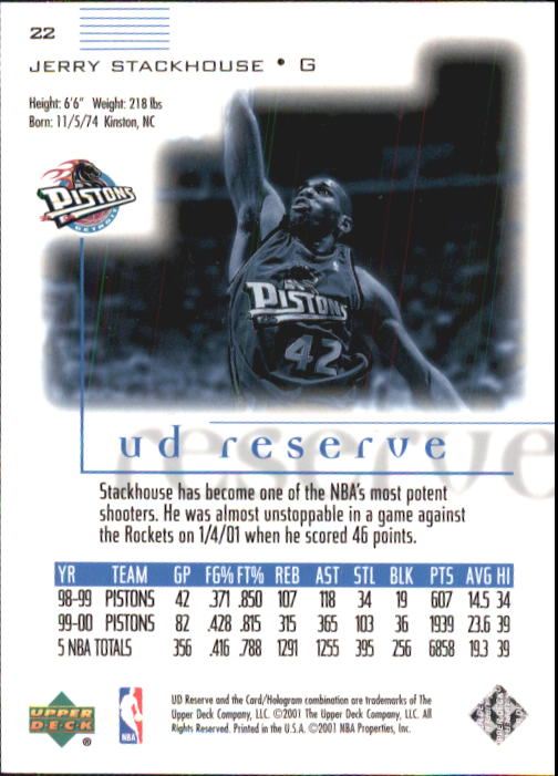2000/2001 UD Reserve (Upper Deck) Basketball - Picture 125 of 163