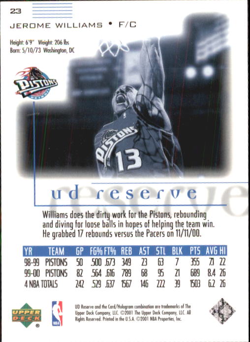 2000/2001 UD Reserve (Upper Deck) Basketball - Picture 123 of 163