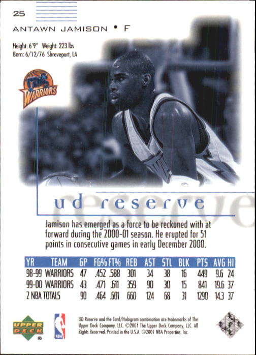 2000/2001 UD Reserve (Upper Deck) Basketball - Picture 119 of 163