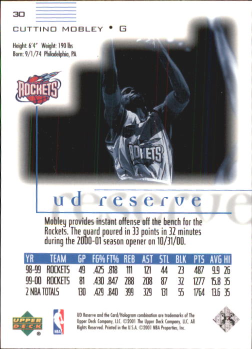 2000/2001 UD Reserve (Upper Deck) Basketball - Picture 113 of 163