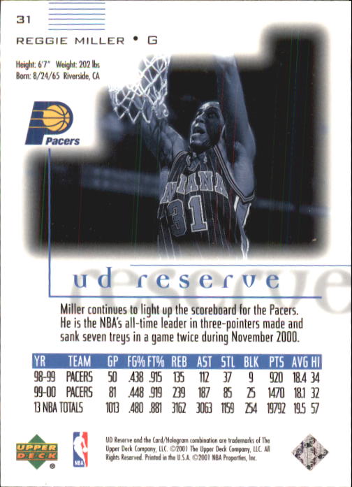 2000/2001 UD Reserve (Upper Deck) Basketball - Picture 111 of 163