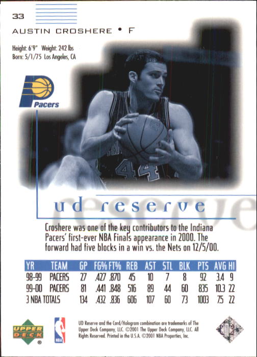2000/2001 UD Reserve (Upper Deck) Basketball - Picture 107 of 163