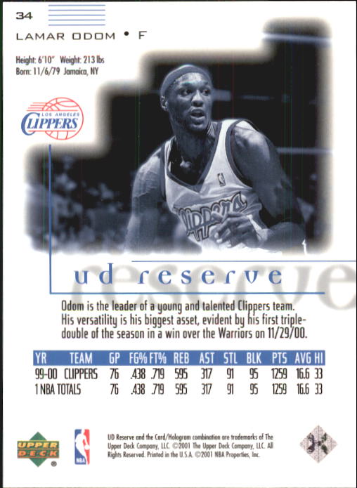 2000/2001 UD Reserve (Upper Deck) Basketball - Picture 105 of 163