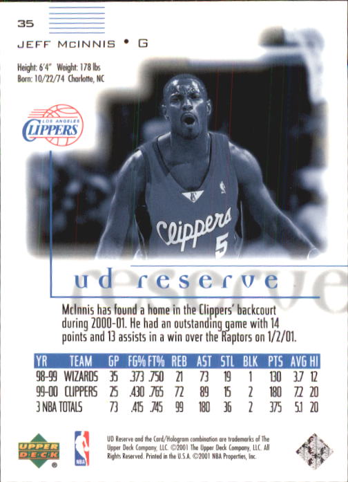 2000/2001 UD Reserve (Upper Deck) Basketball - Picture 103 of 163