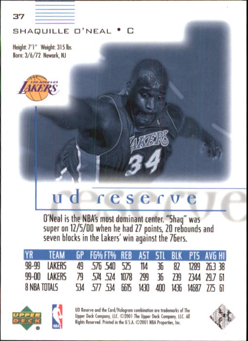2000/2001 UD Reserve (Upper Deck) Basketball - Picture 99 of 163