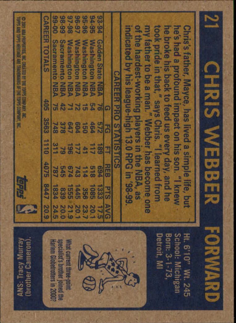 2000/2001 Heritage (Topps) Basketball - Picture 25 of 197