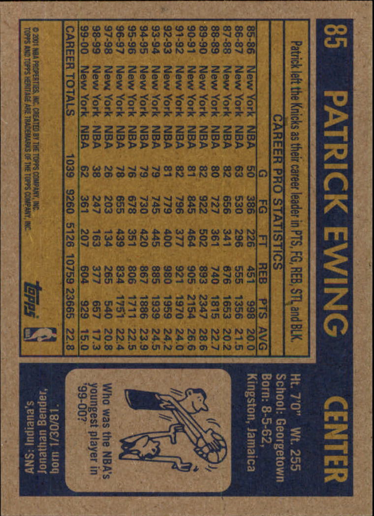 2000/2001 Heritage (Topps) Basketball - Picture 53 of 197
