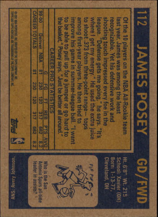 2000/2001 Heritage (Topps) Basketball - Picture 77 of 197
