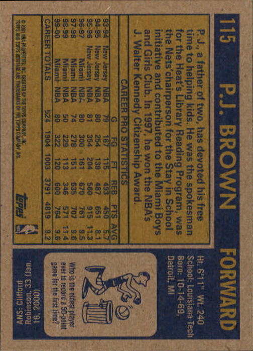 2000/2001 Heritage (Topps) Basketball - Picture 79 of 197