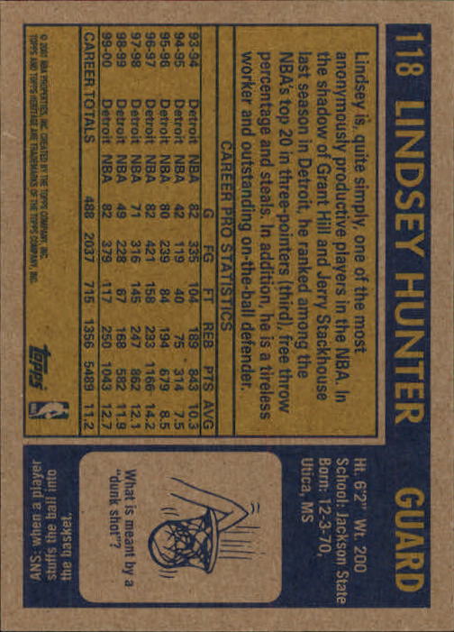 2000/2001 Heritage (Topps) Basketball - Picture 81 of 197
