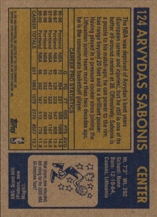 2000/2001 Heritage (Topps) Basketball - Picture 85 of 197