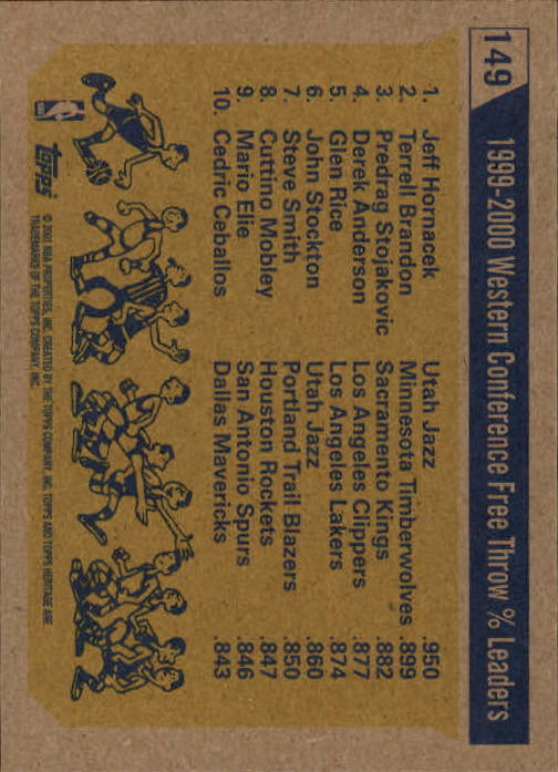 2000/2001 Heritage (Topps) Basketball - Picture 113 of 197