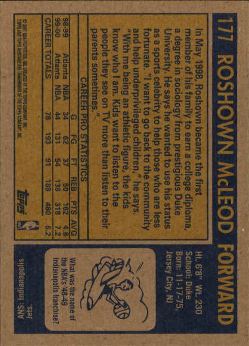 2000/2001 Heritage (Topps) Basketball - Picture 139 of 197