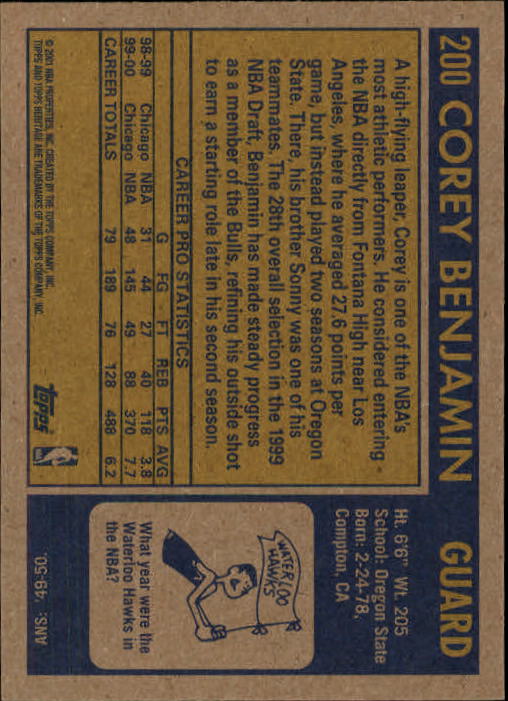 2000/2001 Heritage (Topps) Basketball - Picture 161 of 197