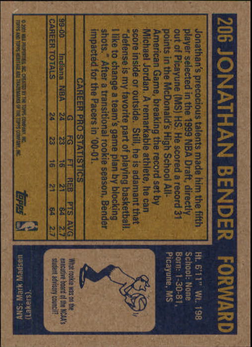 2000/2001 Heritage (Topps) Basketball - Picture 167 of 197