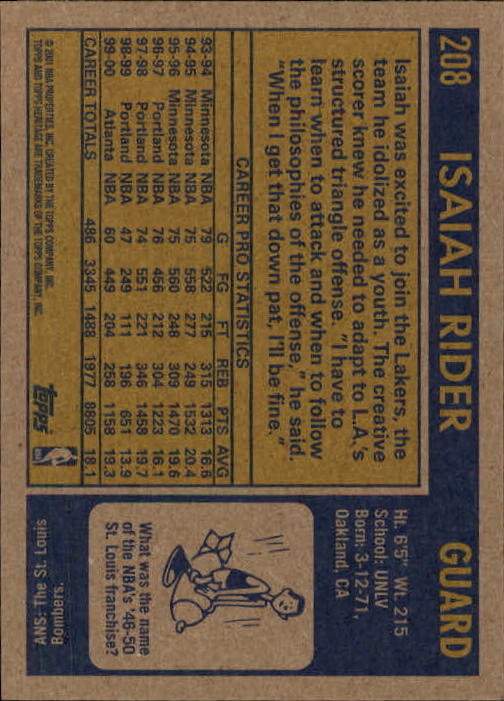 2000/2001 Heritage (Topps) Basketball - Picture 171 of 197
