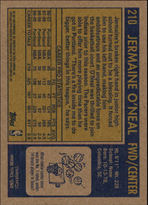2000/2001 Heritage (Topps) Basketball - Picture 175 of 197