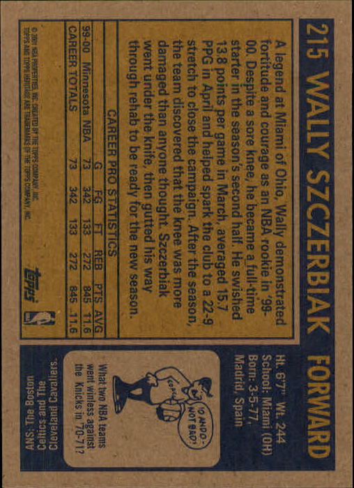 2000/2001 Heritage (Topps) Basketball - Picture 177 of 197