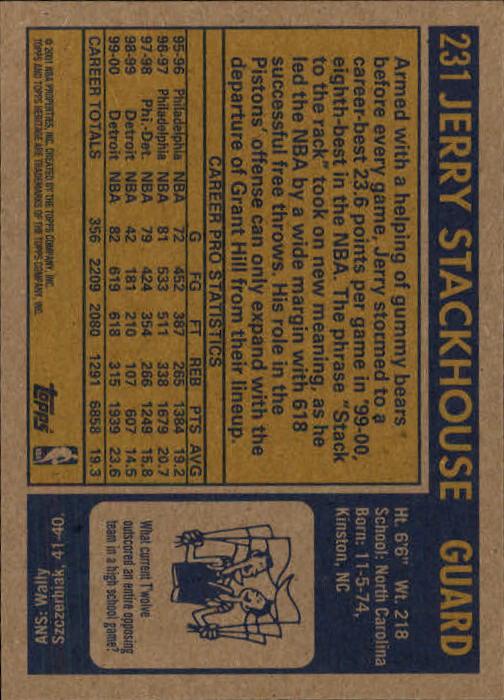 2000/2001 Heritage (Topps) Basketball - Picture 185 of 197