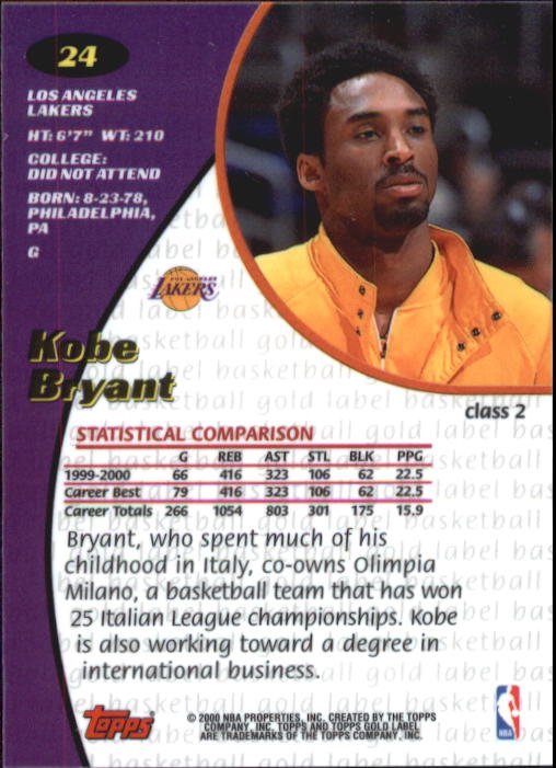 2000/2001 Gold Label (Topps) Basketball - Picture 51 of 71