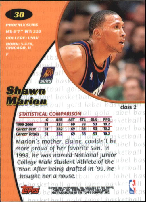 2000/2001 Gold Label (Topps) Basketball - Picture 53 of 71