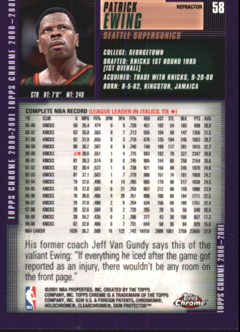 2000/2001 Topps Chrome Basketball Part 2 Parallel Refractors Cards - Picture 11 of 33