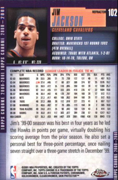 2000/2001 Topps Chrome Basketball Part 2 Parallel Refractors Cards - Picture 21 of 33