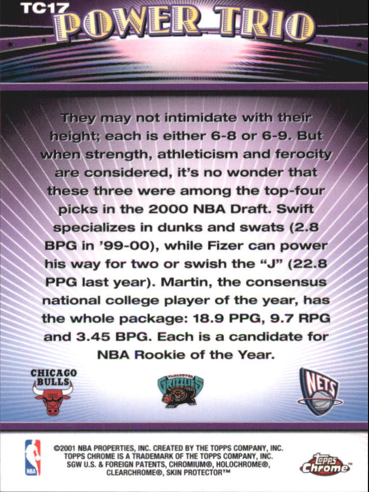 2000/2001 Topps Chrome Basketball Part 3 Insert Cards - Picture 27 of 86