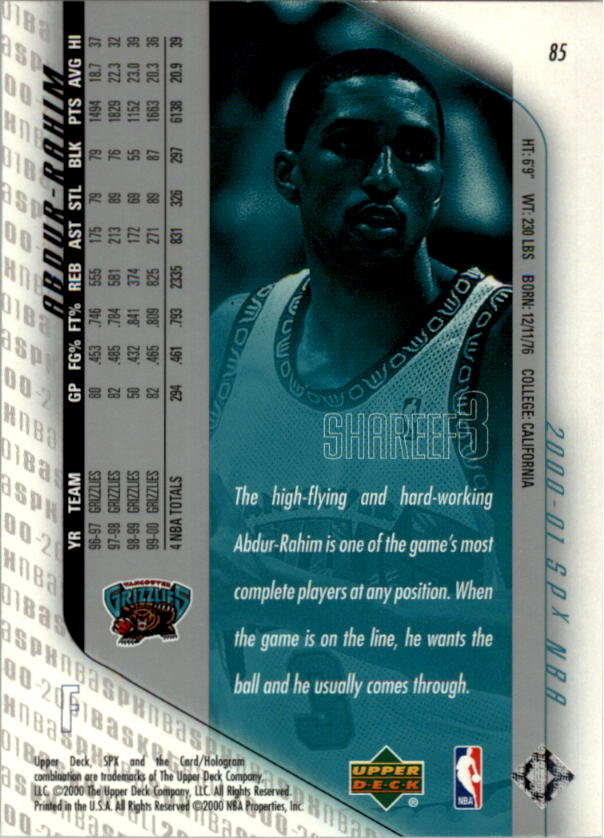 2000/2001 SPX (Upper Deck) Basketball - Picture 40 of 204
