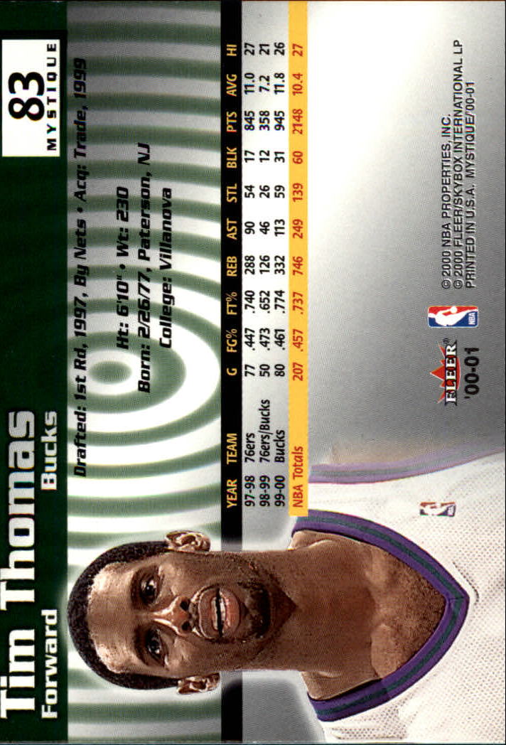 2000/2001 Fleer Mystique Basketball - Picture 141 of 211