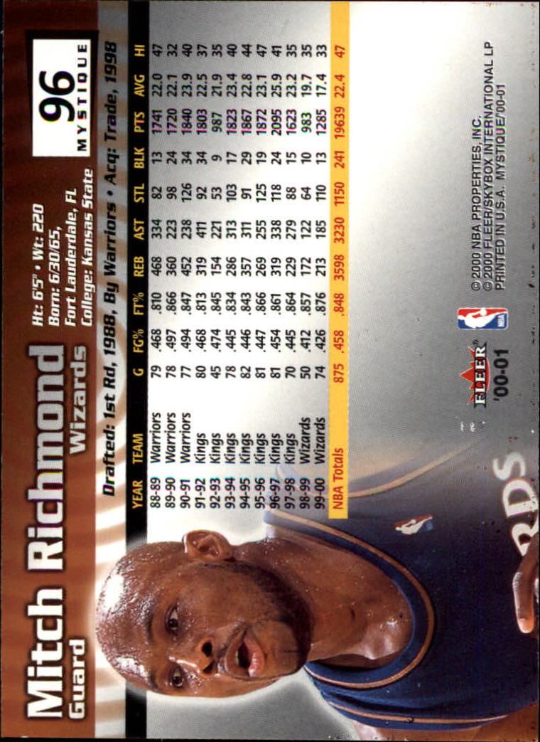 2000/2001 Fleer Mystique Basketball - Picture 165 of 211