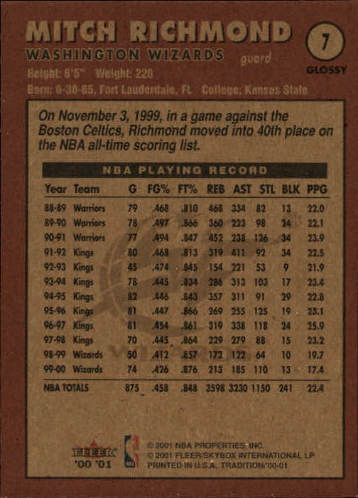 2000/2001 Fleer Glossy Basketball - Picture 11 of 217