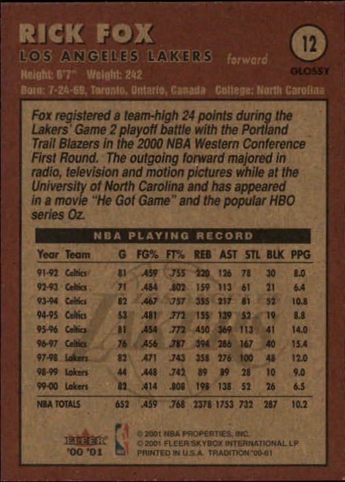 2000/2001 Fleer Glossy Basketball - Picture 17 of 217