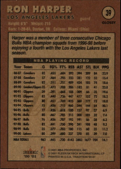 2000/2001 Fleer Glossy Basketball - Picture 35 of 217