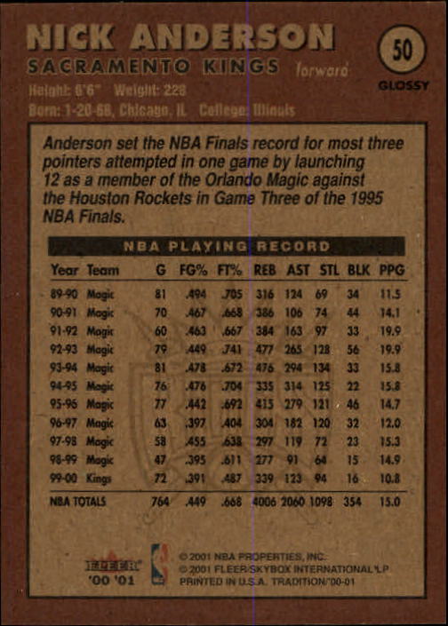 2000/2001 Fleer Glossy Basketball - Picture 47 of 217