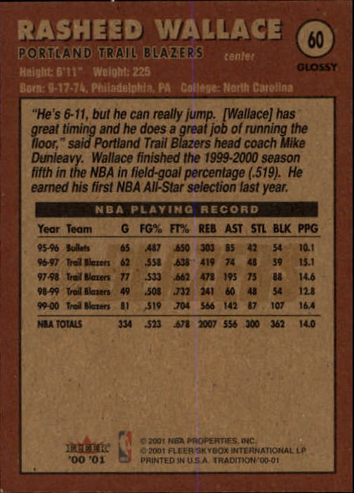 2000/2001 Fleer Glossy Basketball - Picture 61 of 217