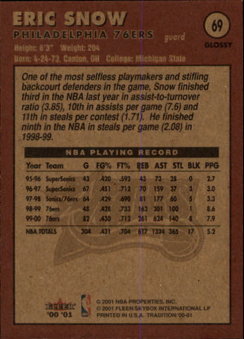 2000/2001 Fleer Glossy Basketball - Picture 69 of 217