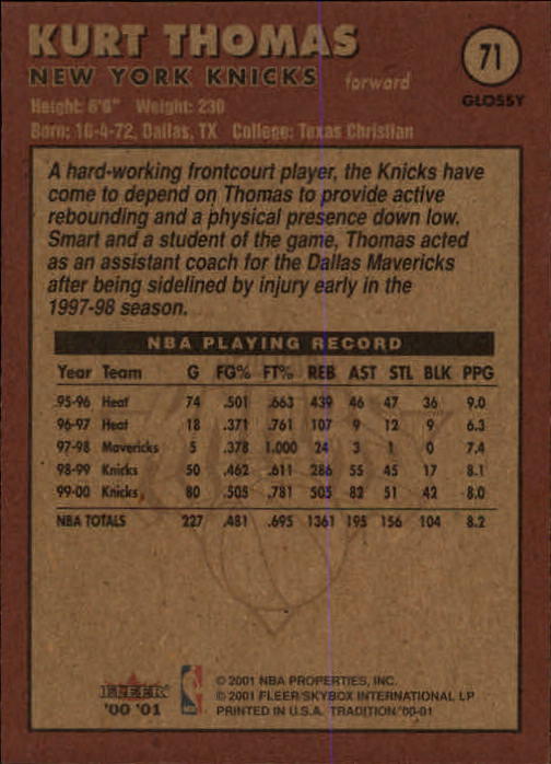 2000/2001 Fleer Glossy Basketball - Picture 71 of 217