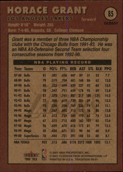 2000/2001 Fleer Glossy Basketball - Picture 87 of 217