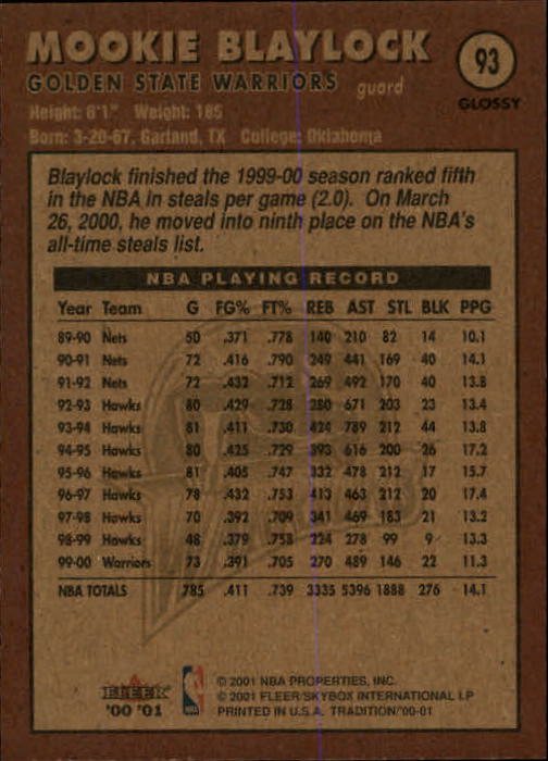 2000/2001 Fleer Glossy Basketball - Picture 95 of 217