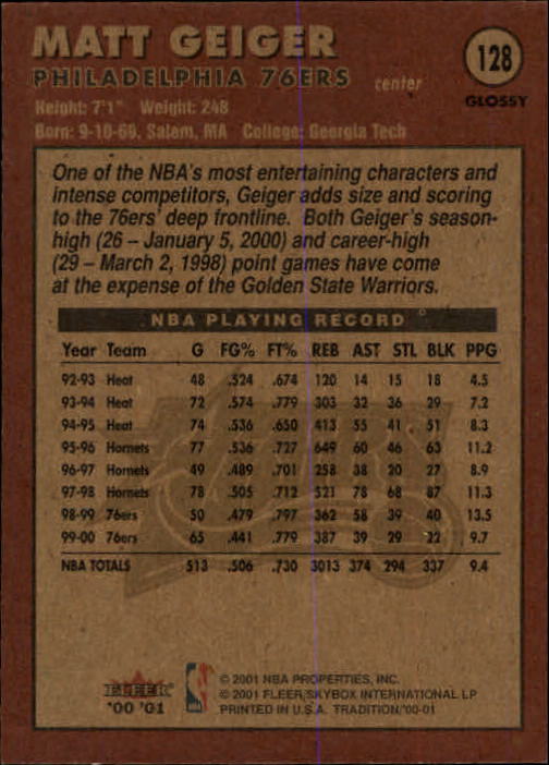 2000/2001 Fleer Glossy Basketball - Picture 137 of 217