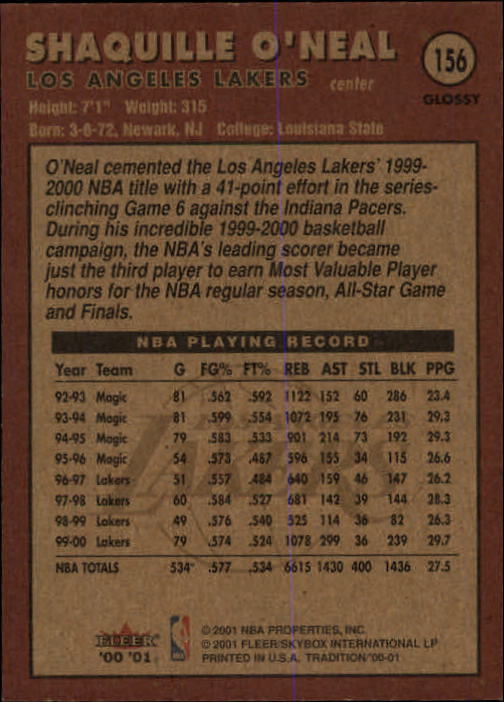 2000/2001 Fleer Glossy Basketball - Picture 159 of 217